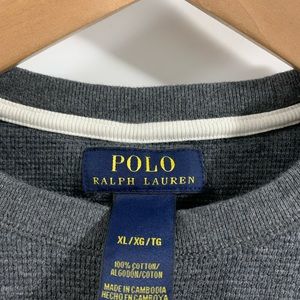 Polo Ralph Lauren Waffle Knit Long Sleeved jersey. Size XL Color Dark Grey